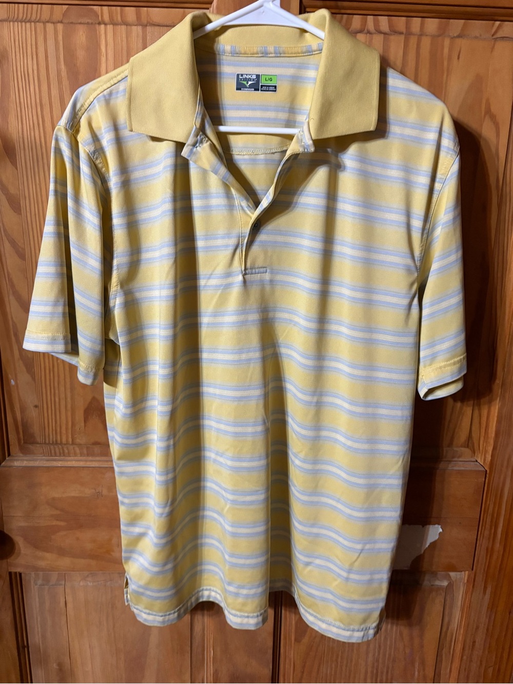 Titanium Yellow and Light Blue Striped Men's Polo